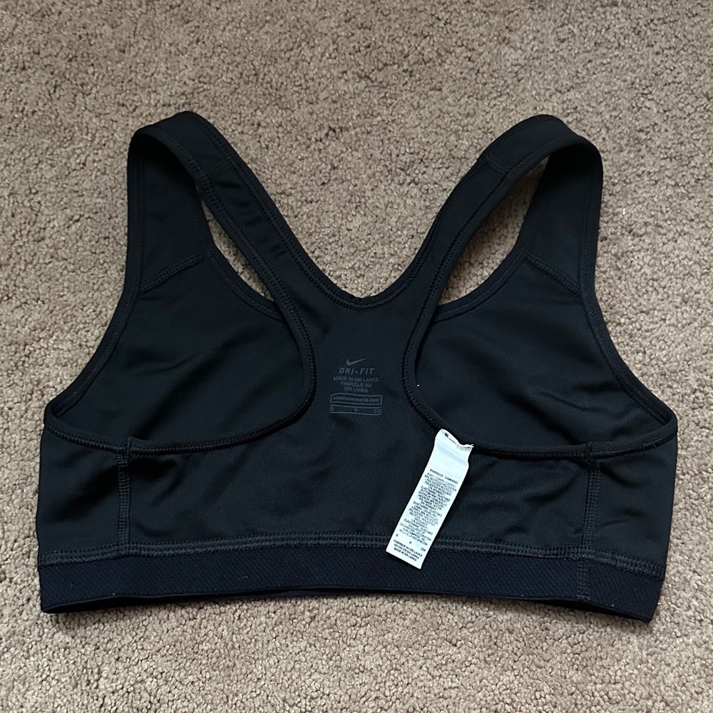 Nike Women's Black Sports Bra with White Swoosh - Picture 4 of 5